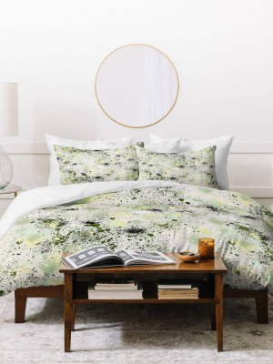 Ninola Design Ink Splatter Lime Banana Duvet Cover & Sham Set - Deny Designs