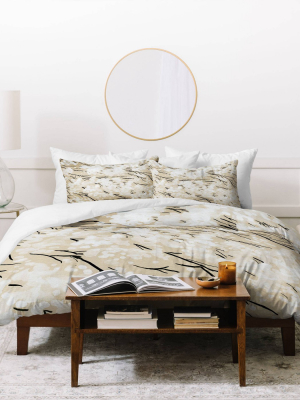 Elena Blanco Bloosom Duvet Set Beige - Deny Designs