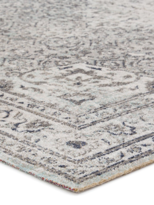 Langley Indoor/ Outdoor Medallion Gray & Blue Area Rug