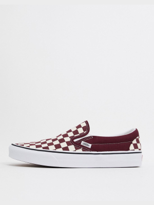 Vans Classic Slip-on Sneakers In Burgundy Checkerboard