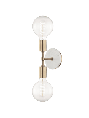 Chloe 2 Light Wall Sconce - Aged Brass