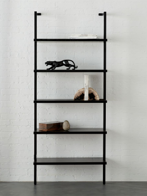 Stairway Black 72.5" Wall Mounted Bookcase