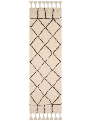 Casablanca Diamond Ivory/brown Runner Rug