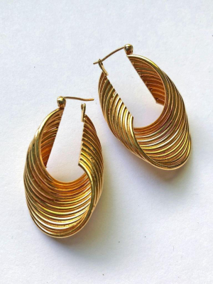 Gold Looped Pierced Hoop Earrings