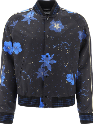 Saint Laurent Floral Print Bomber Jacket