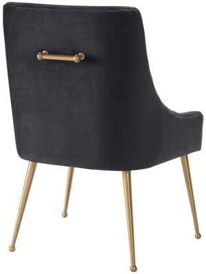 Beatrix Side Chair, Dark Grey/brushed Gold Base