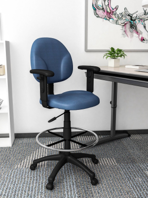 Drafting Stools With Adjustable Arms Blue - Boss Office Products