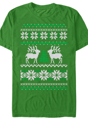 Men's Lost Gods Ugly Christmas Tree Reindeer T-shirt