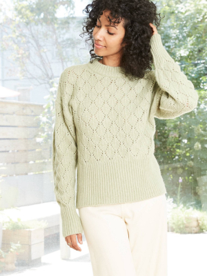 Women's Pointelle Crewneck Pullover Sweater - A New Day™