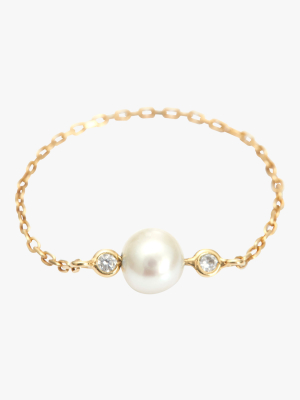 Pearl And Diamond Chain Ring