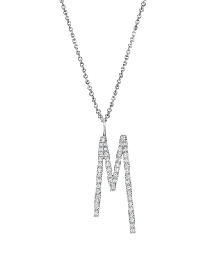 Type Letter "m" Diamond Pendant Necklace