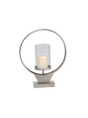 Hammered Metal Round Ring Pillar Candle Holder - Foreside Home & Garden