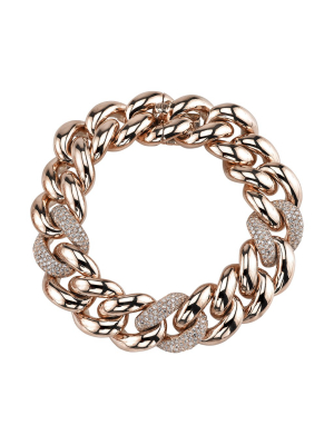 Triple Pave Jumbo Link Bracelet - Rose Gold