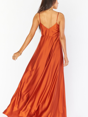 Faith Maxi Dress ~ Burnt Orange Luxe Satin