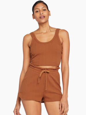 Thalia Organic Rib Crop Top - Chai Organic Rib