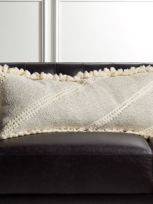 36"x16" Liana White Tassel Pillow