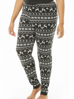 Plus Size Fair Isle Knit Leggings