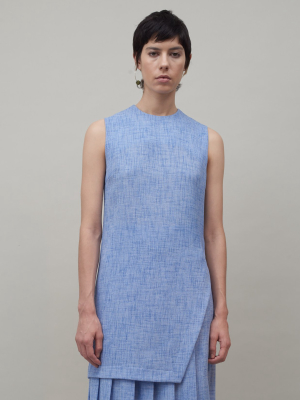 Asymmetric Tunic - White / Cobalt Melange