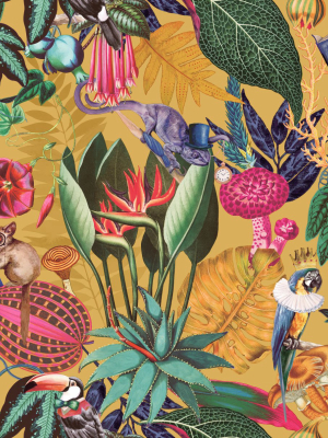 A Tropical Soiree Wallpaper In Yellow By Walls Republic