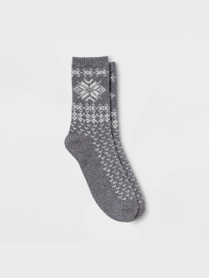 Warm Essentials By Cuddl Duds Women's Feathered Snowflake Crew Socks 4-10