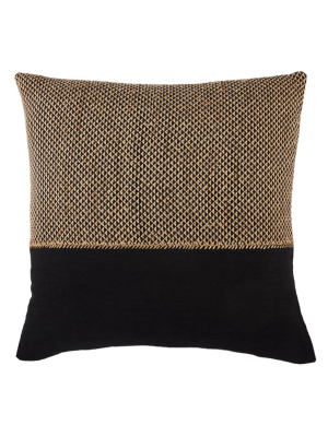 Jaipur Living Sila Geometric Light Tan/ Black Down Throw Pillow 22 Inch