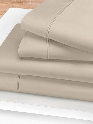 Blue Nile Mills Solid 1200-thread Count Deep Pocket Sheet Set, King, Platinum