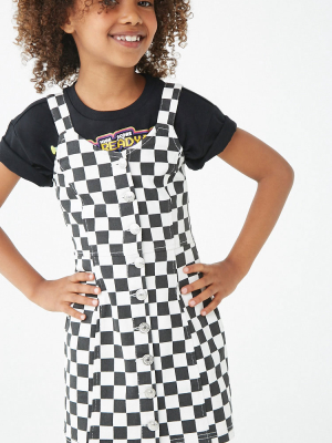 Girls Denim Checkered Dress (kids)