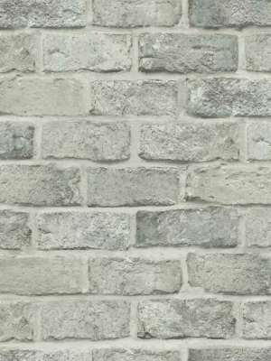 Stretcher Brick Peel & Stick Wallpaper In Grey Beige From The Stonecraft Collection By York Wallcoverings