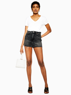 Black Denim Mom Shorts