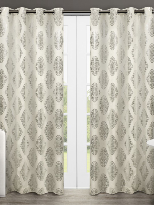 Augustus Metallic Light Filtering Window Curtain Panel Pair With Grommet Top - Exclusive Home