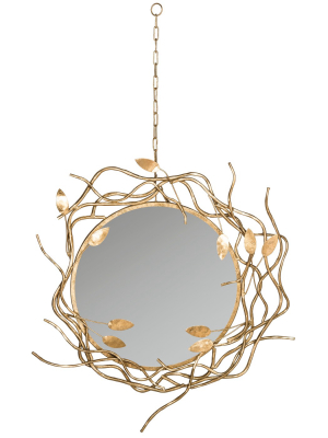 Round Gold Branches Decorative Wall Mirror With Chain - Safavieh