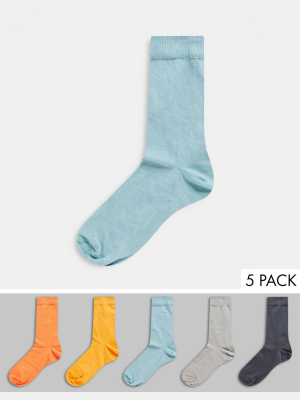 Asos Design Ankle Socks In Pastel Tones 5-pack