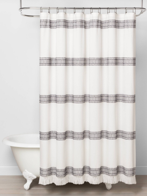 Textured Dobby Stripe Shower Curtain Gray - Hearth & Hand™ With Magnolia