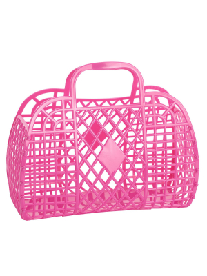 Retro Basket- Large Berry Pink