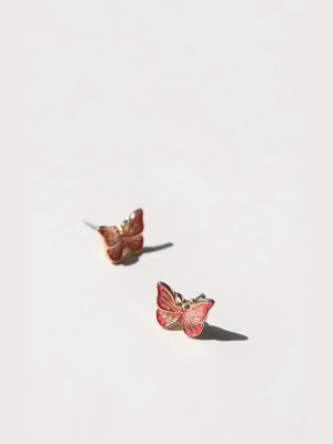 Pink Butterfly Stud Earrings