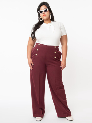 Plus Size Burgundy Day To Night High Waist Pants