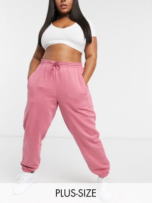 Adidas Originals 'cozy Comfort' Plus Oversized Cuffed Sweatpants In Pink