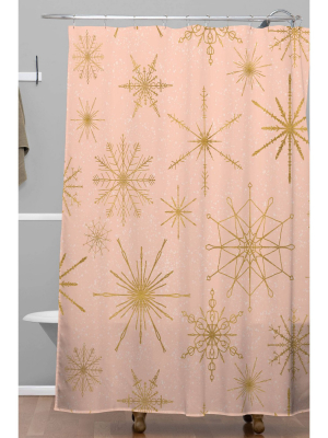 Jacqueline Maldonado Snowflakes Shower Curtain Peach - Deny Designs