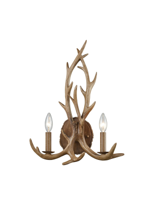 Elk 2-light Wall Lamp In Wood Brown