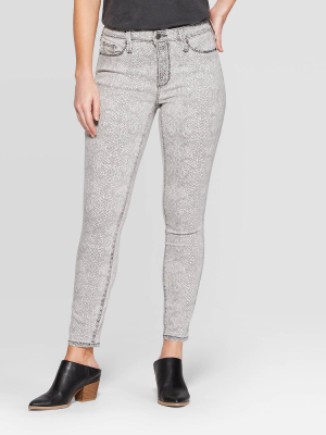 Women's Snakeskin Print High-rise Skinny Jeans - Universal Thread™ Light Gray