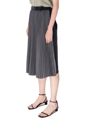 Midi Denim Skirt With A Pleated Part