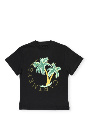 Stella Mccartney Kids Palm Tree Print Crewneck T-shirt