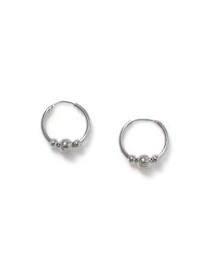 Silver Ball Hoop Earrings*