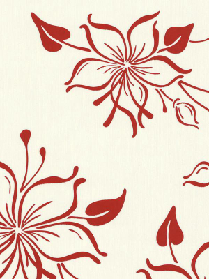 Joyful Floral Wallpaper In Red And White Design By Bd Wall