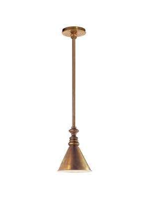 Boston Pendant In Hand-rubbed Antique Brass With Mini Slant Shade