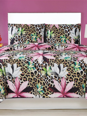 Christian Siriano 3pc Tahiti Floral Duvet Cover Set Brown/pink