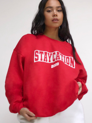 Red Staycation 2020 Printed Sweatshirt