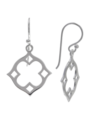 Women's Polished Moroccan Drop Earrings In Sterling Silver - Gray (41mm)