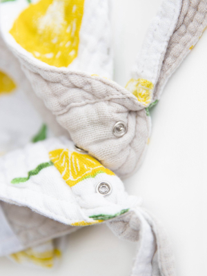 Cotton Muslin Reversible Bandana Bib - Lemon Drop