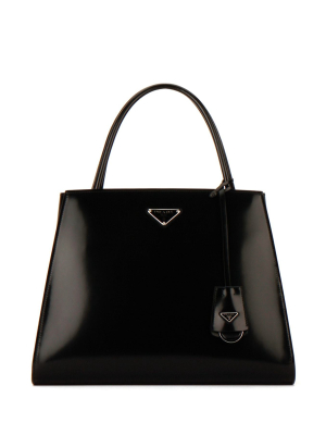 Prada Logo Plaque Tote Bag